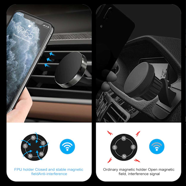 Magnet Mobile Holder til bilventilatorbilholderen sort sort