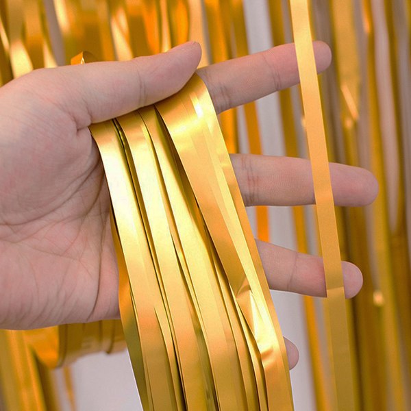 Glitterdraperi Metallic Guld 3-Pack [3x2m] för Fest Födelsedag guld