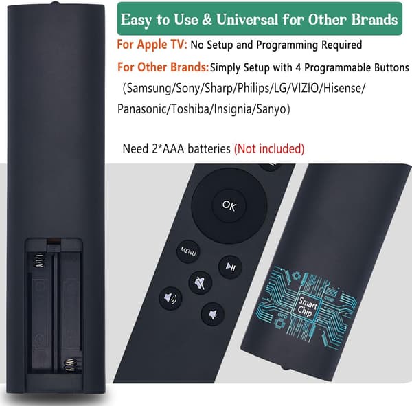 Universal IR Erstatningsfjernbetjening Apple TV Kompatibel sort