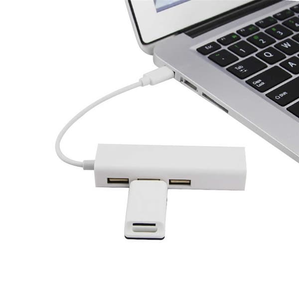 USB-C Network Adapter RJ45 HUBB Network Connection over USB hvit