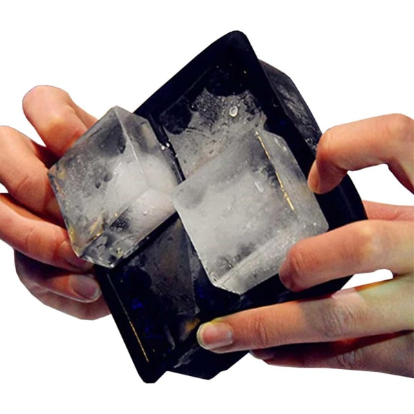 2 -pakkaus 4 suurta jääkuutiota - silikonijää muodostavat suuria jääkuutioita musta