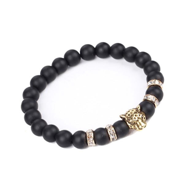 Trendigt Armband Courage Leopard Guld  Svarta Stenar guld
