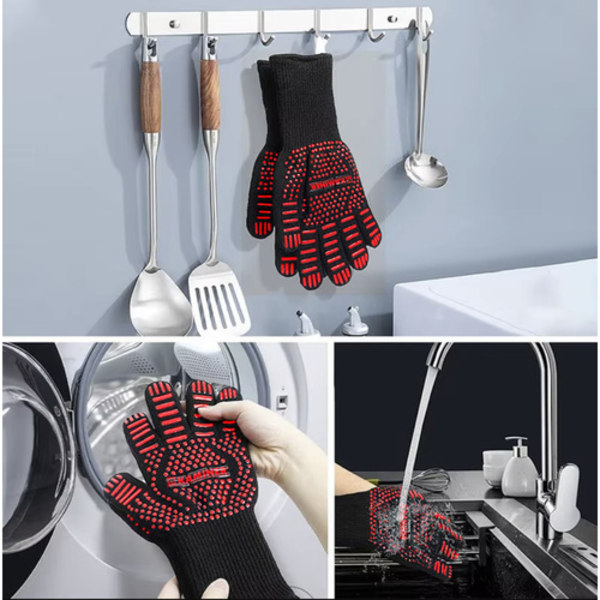 Lämmönkestävät grillihanskat musta