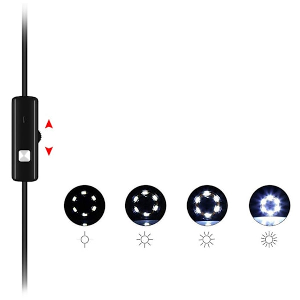 USB Endoscope Inspection kamera med LED 5m sort