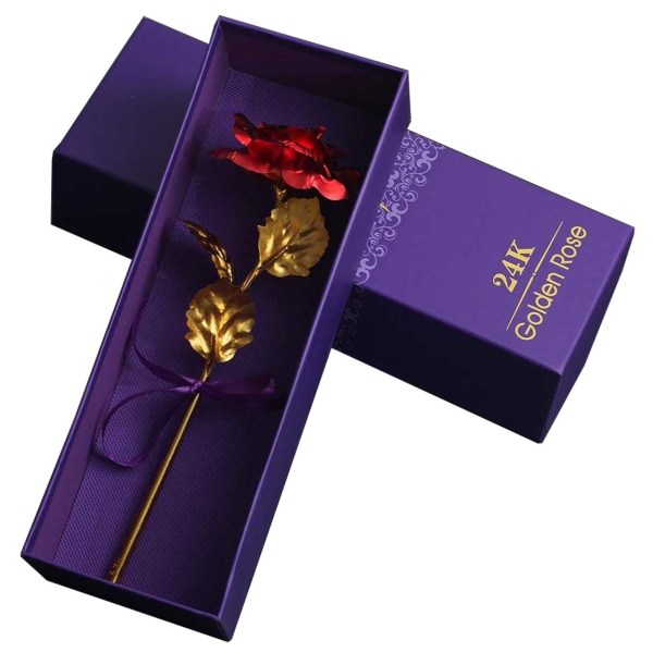 Punainen 24 karaatin kultainen ruusu 24k lahjapakkauksessa kulta 0138 |  Kullanvärinen | Fyndiq