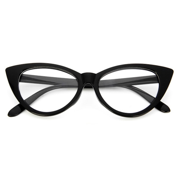 Sort Retro CateYe briller klart glasklart glas uden styrke sort