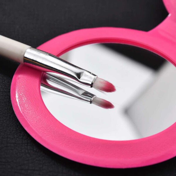 Läder Nyckelring med Dubbel Sminkspegel Rosa rosa