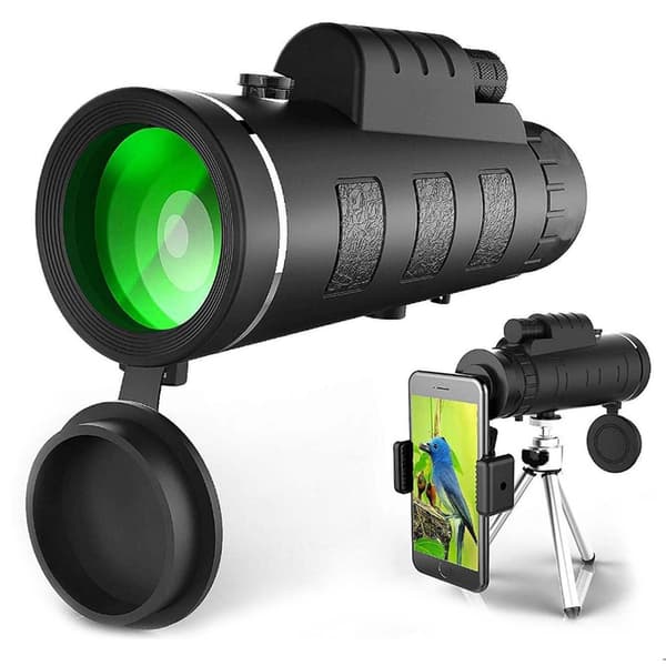 Monokularkikkert med mobilholder og stativ 40x60 sort