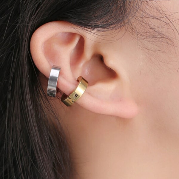 2-pack sølv falske piercing ører ringer øreringe metal fairpiercing sølv