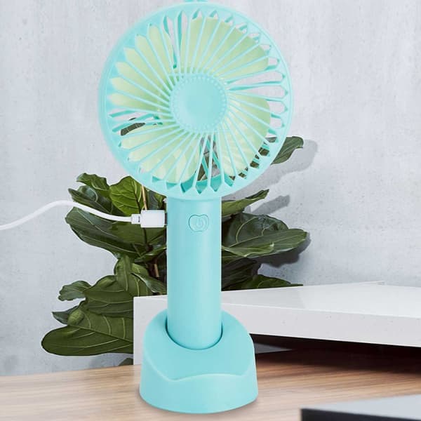 Mini bærbar ventilator med bordstativ USB genopladelig hvid hvid
