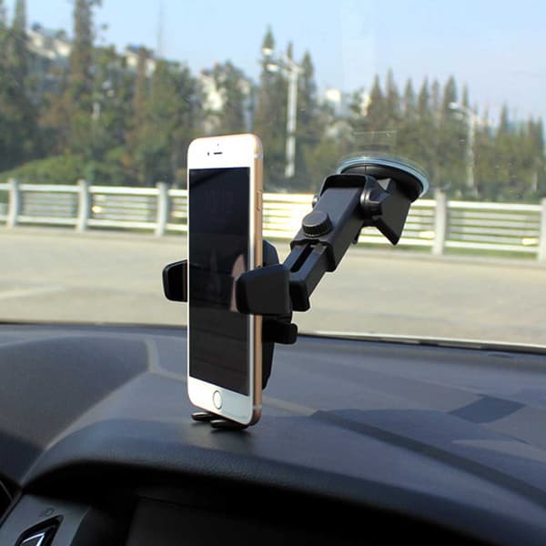 Mobil indehaver med sugestik og holder til ventilatorgitter sort