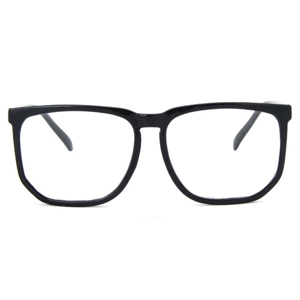 Svarta Stora Retro Glasögon Klarglas Klart Glas utan Styrka svart