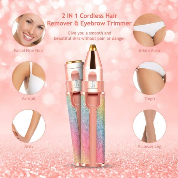 2-i-1 oppladbar epilator øyenbrynstrimmer