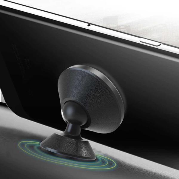 360 pyörivä matkapuhelinpidike itse kiinnittyvällä magneetti -auton pidikkeellä musta