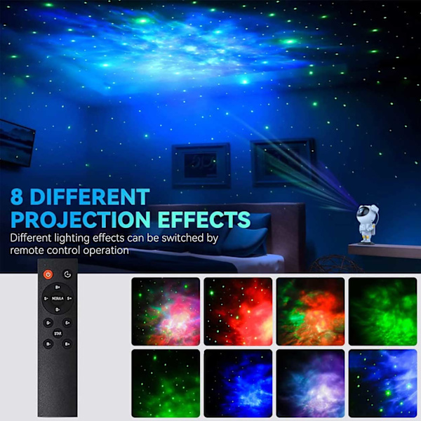 Galaxy Lamp - Nebula Star -projektori kaukosäätimellä valkoinen