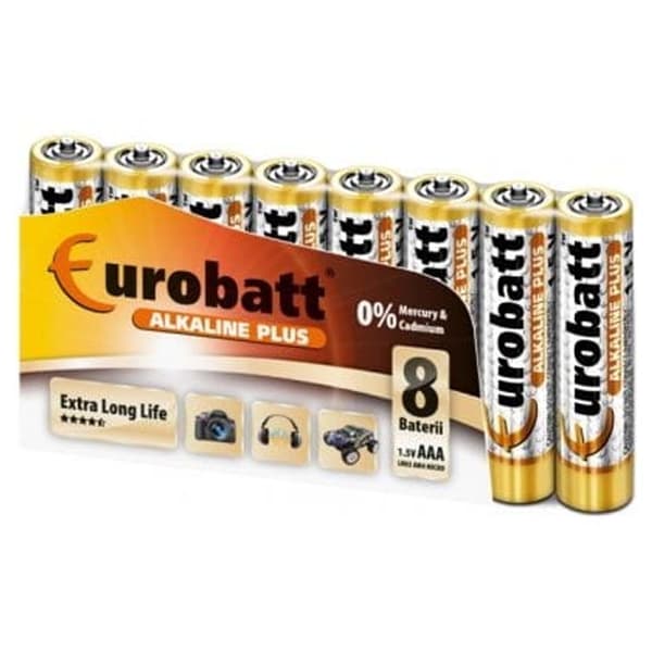 Alkaline Plus AAA-batterier 8-pak Ekstra lang levetid