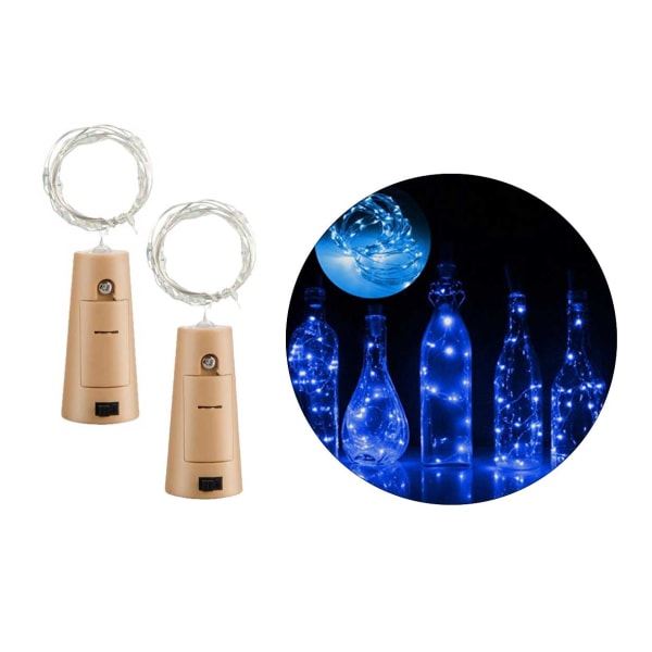 2-pack LED Ljusslinga Lampor Belysning för Flaskor Dekoration blå