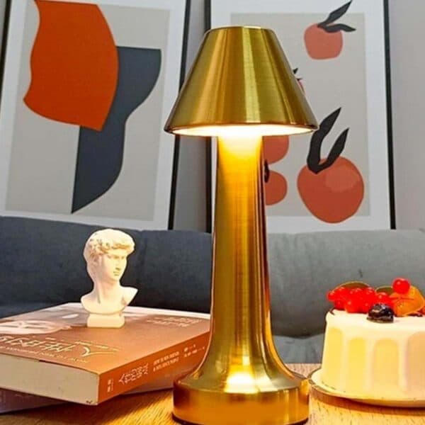 Retro oppladbar metall bordlampe Dimmer Sølv