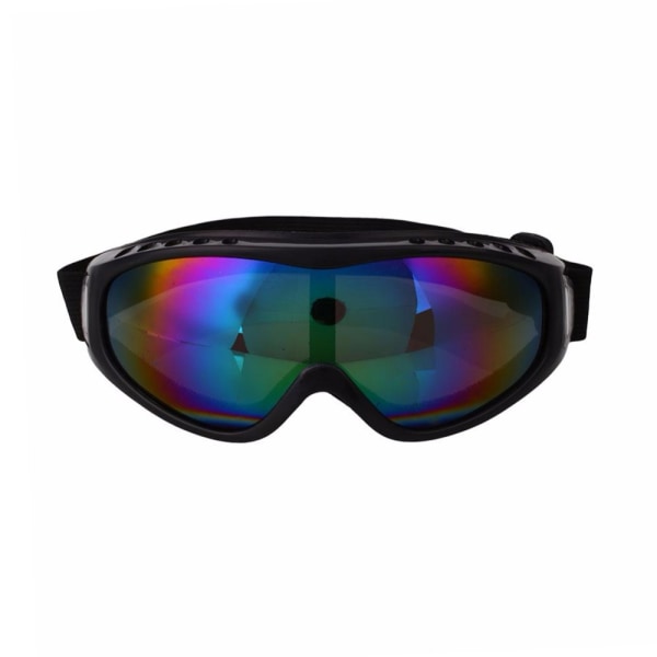 Svarta Skidglasögon Spegelglas Regnbåge Goggles MC MX UV-Skydd svart