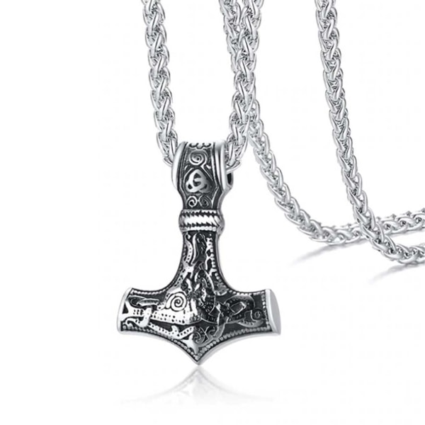 Viking kaulakoru tors Hammer Mjolnir -ketju hopea hopea