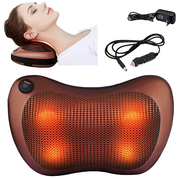 Shiatsu massagepude til nakke og ryg med varme