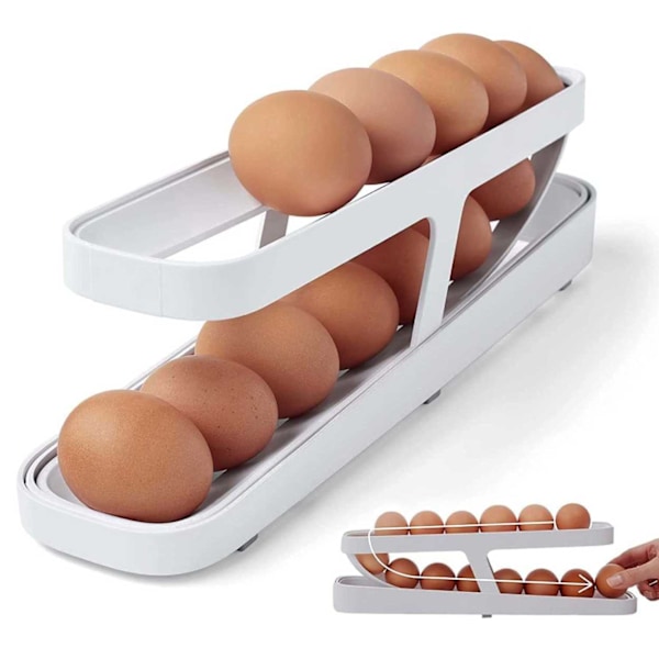 Eggedispenser - Eggholder for Kjøleskap, Eggoppbevaring hvit