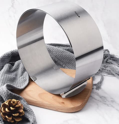Justerbar bakring i rustfritt stål 16–30 cm – høyde 12 cm med klips for kaker og bunner