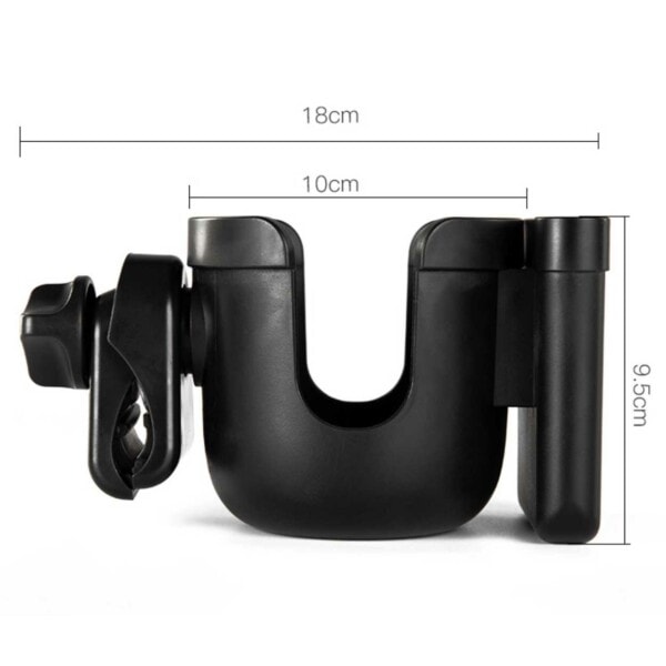 Barnevogninnehaver for mobil og flaske - Mobile Holder Bottle Holder barnevogn svart