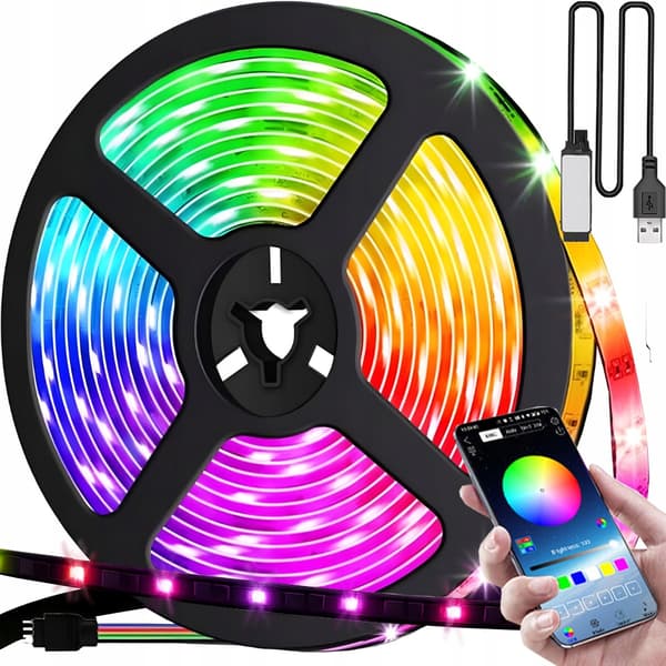 LED-list RGB 3 m – Vanntett LED-stripe med Bluetooth, app og fjernkontroll
