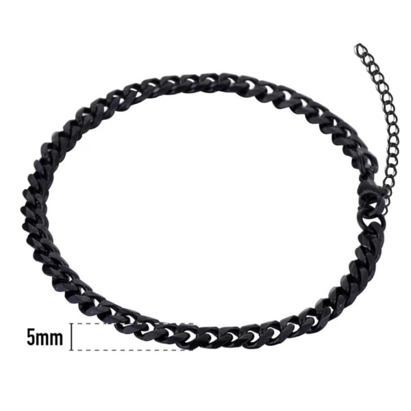 Justerbar Pansan Link Chain Armbånd Black Chain 5mm sort