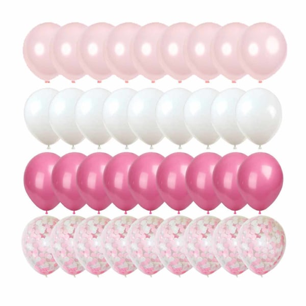 50-pack Ballonger Rosa Konfettiballonger 31cm Födelsedag rosa