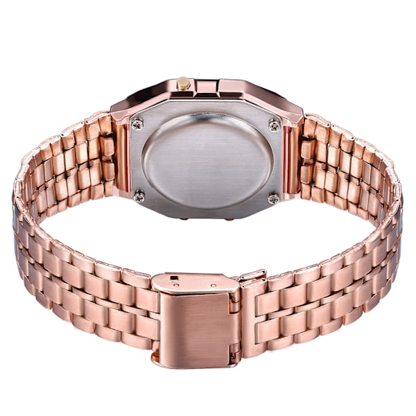 Digital Vintage Retro Clock Wristwatch Rose Gold Metal LCD