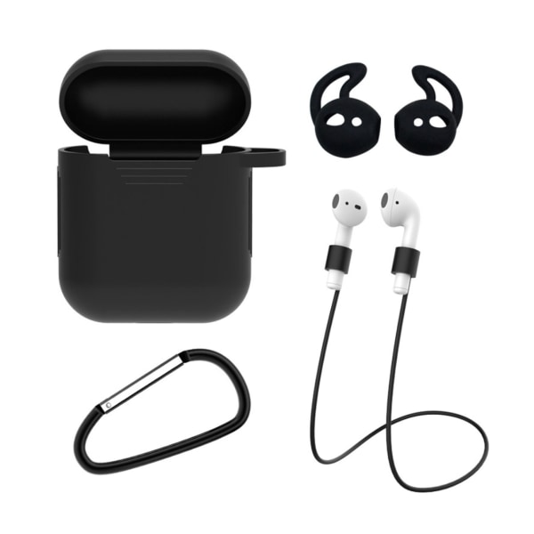 Apple AirPods 1/2 4-i-1 Case Calcinal Earhooks Black svart