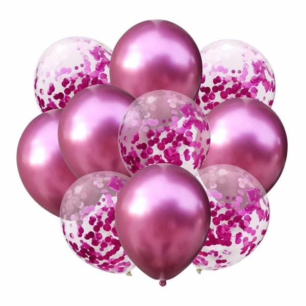 10-pack Ballonger Rosa Metallic Konfettiballonger Födelsedag rosa