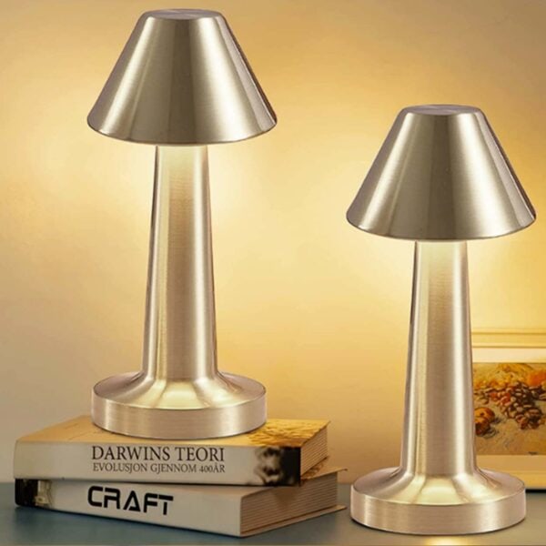 Retro Uppladdningsbar Bordslampa av Metall Dimmer Guld
