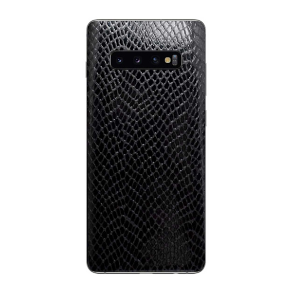 Galaxy S10 Plus læder læder Vinyl Skin Decal Beskyttelsesfilm Ormskin sort