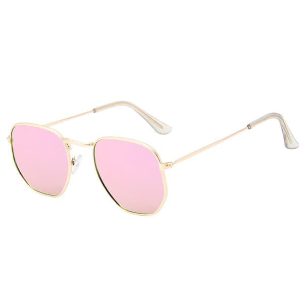 Runda Solglasögon Guld Rosa Spegelglas silver