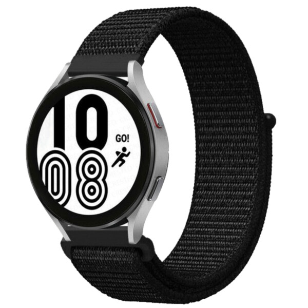 Galaxy Watch 4/5 Armband 20mm Nylon Kardborre Svart Sand svart
