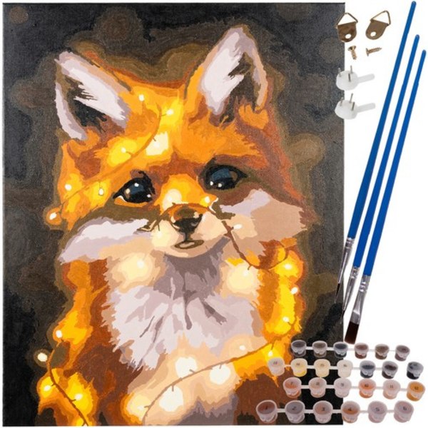 Paint By Number Set | Siveltimet, maali ja kangas puukehyksellä | Kettu 40x50cm