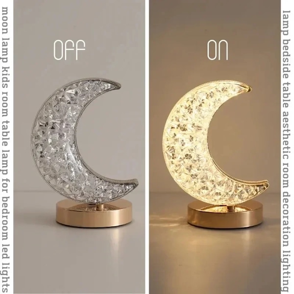 Ladattava pöytälamppu Crystal Moon LED RGB kulta