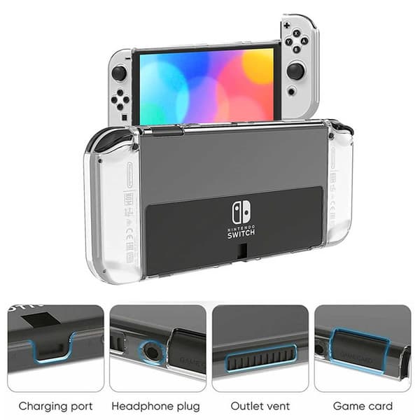 Nintendo Switch OLED-kompatibel Shell Hard Case i plast gjennomsiktig