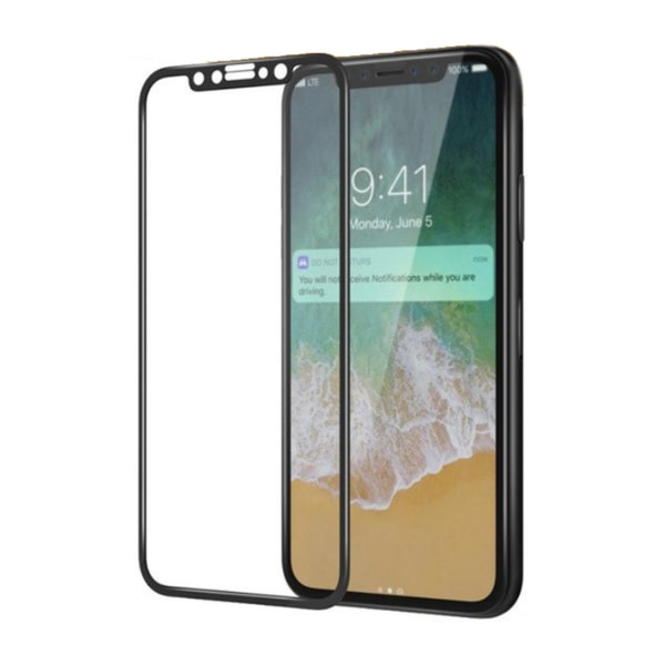 iPhone x HD-skærmbeskytter carbon fiber hærdet glas sort sort