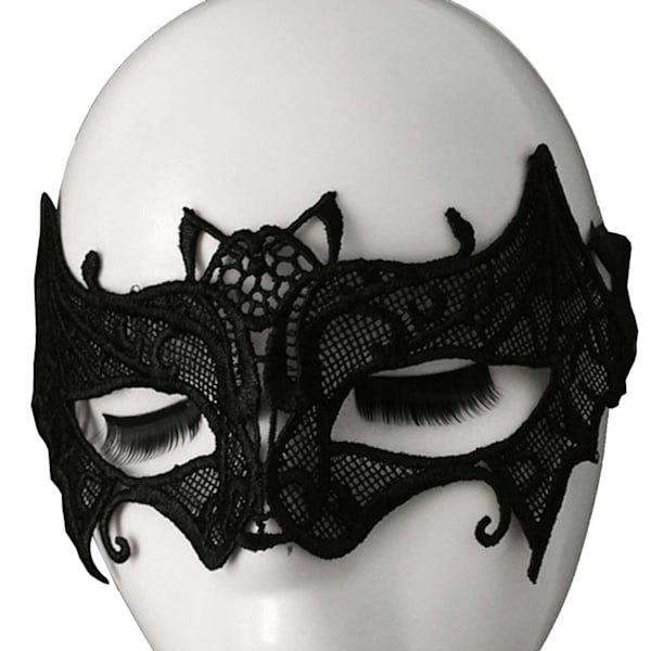 Masked Mask in Lace - Venetian Masquerade Mask Halloween svart