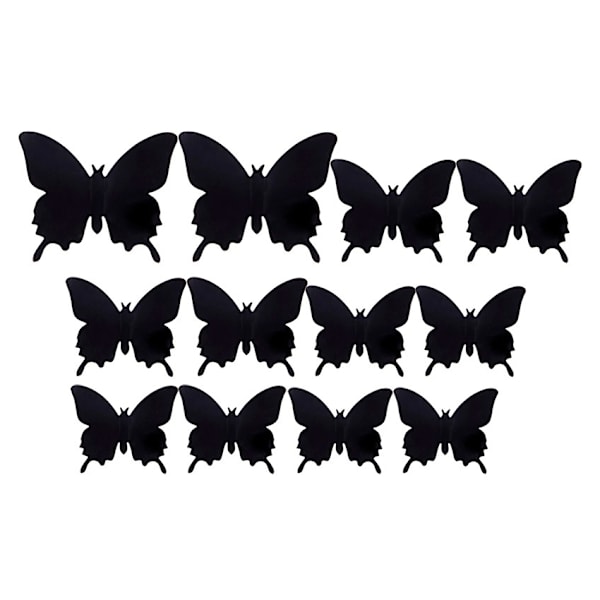 Väggdekoration 12-pack Fjärilar 3D Väggdekal Stickers Väggdekor (Svart) svart