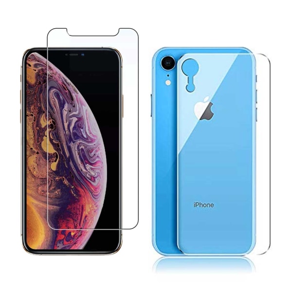 2-pack iPhone XR HD Screen Protector + Protective Film for Back gjennomsiktig