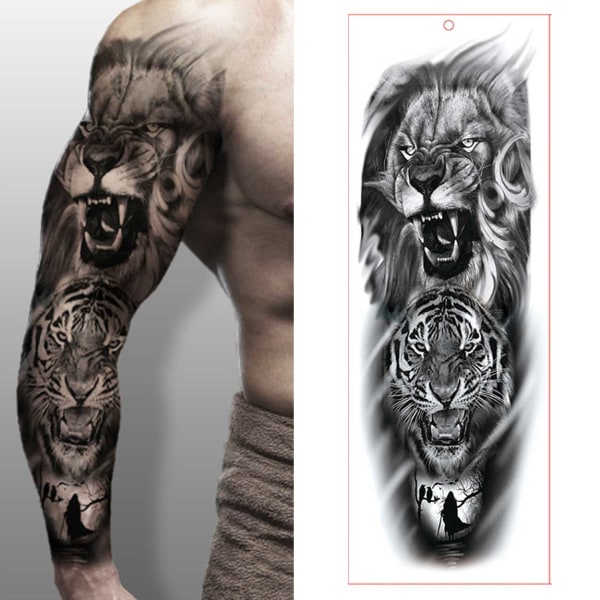 Fake tatuointihihainen väärennetty tatuointi väliaikainen gnuggis -leijona musta