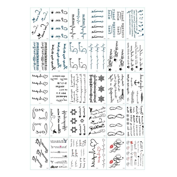 30-pack falske tatoveringer midlertidige tatoveringer falske falske tatoveringer svart