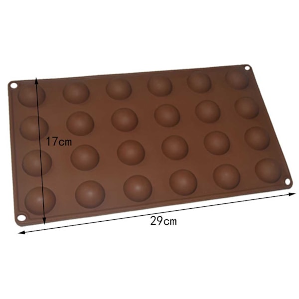 Silikone skimmel 24 kugler halvkugle bageform - is/chokolade/gelé brun
