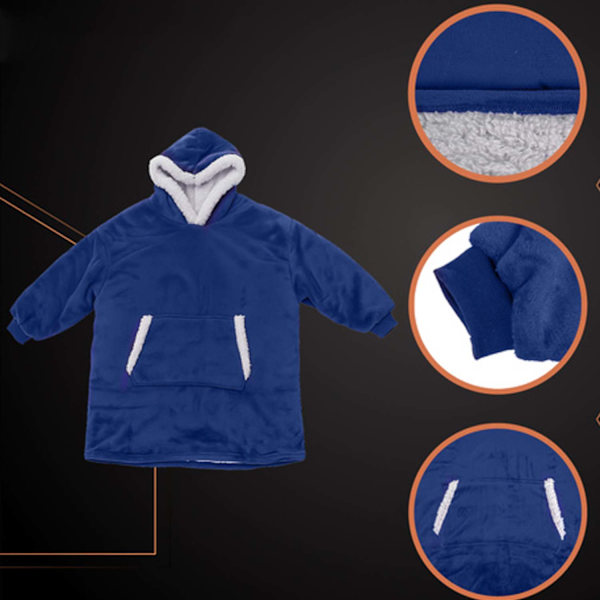 Oversize Hoodie Blanket Mörkblå blå one size