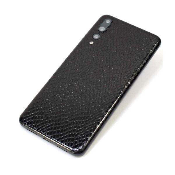 Huawei P30 Læder Læder Vinyl Skin Decal Beskyttelsesfilm ormskin sort